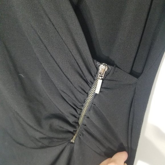 Thyme Maternity Black Zipper Faux Wrap Dress Event Business Casual Pregnancy - Picture 3 of 10